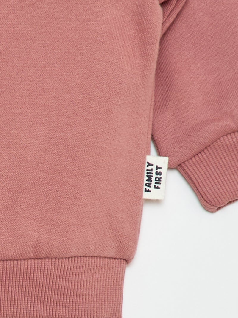 Sudadera con cremallera y capucha en felpa perchada Rosa - Kiabi
