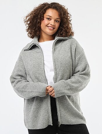 Sudadera con cremallera y capucha de punto tricot