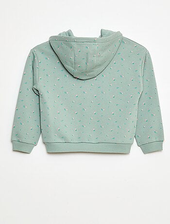 Sudadera con cremallera y capucha estampada