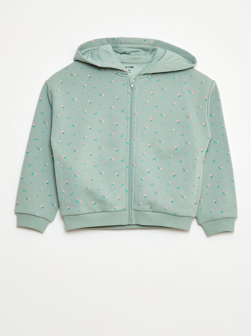 Sudadera con cremallera y capucha estampada Azul - Kiabi