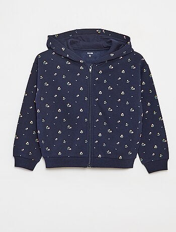 Sudadera con cremallera y capucha estampada