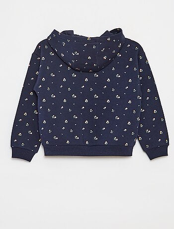 Sudadera con cremallera y capucha estampada