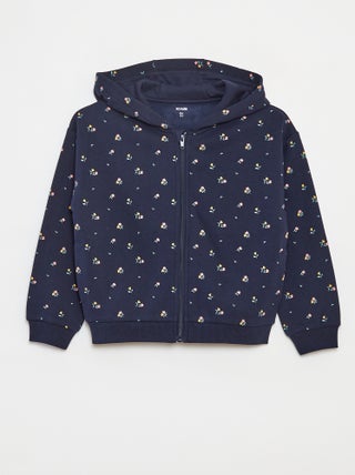 Sudadera con cremallera y capucha estampada