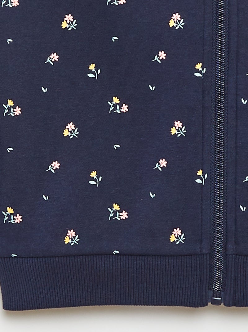 Sudadera con cremallera y capucha estampada Azul - Kiabi