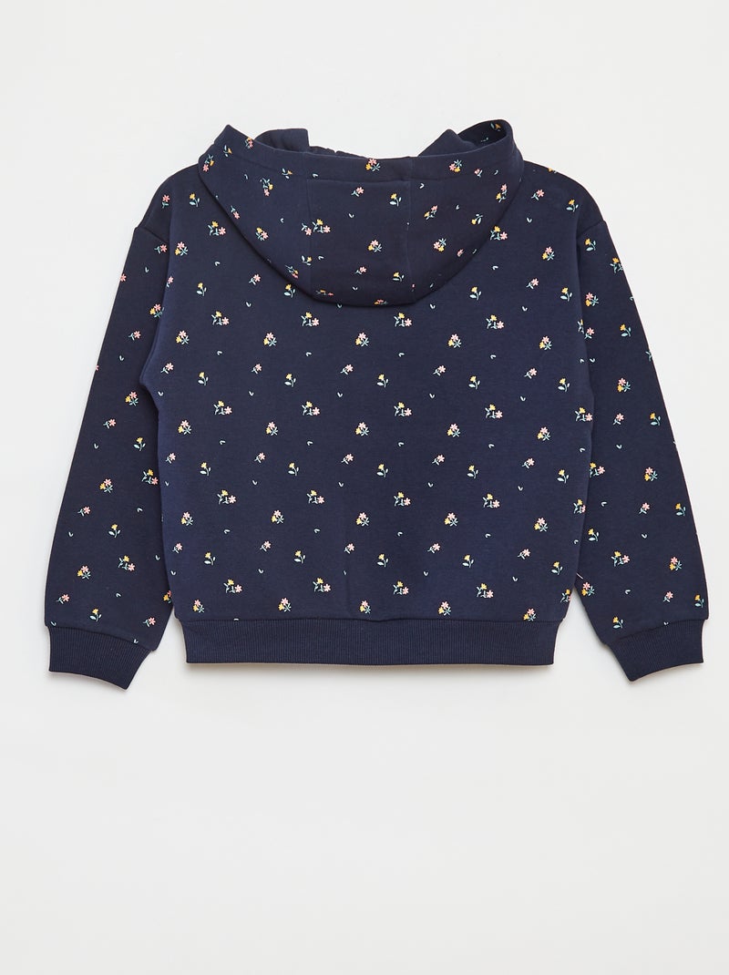 Sudadera con cremallera y capucha estampada Azul - Kiabi