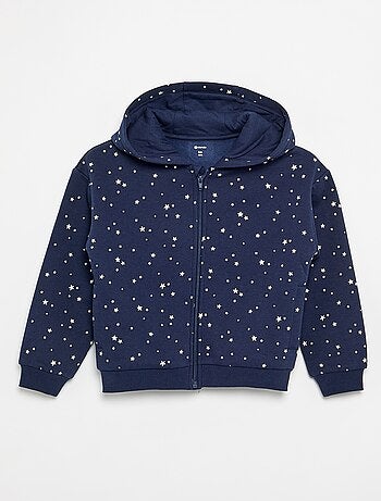 Sudadera con cremallera y capucha estampada