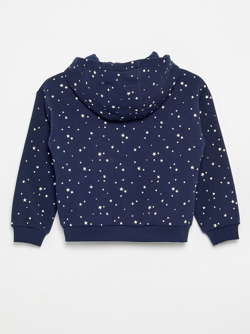 Sudadera con cremallera y capucha estampada Azul - Kiabi