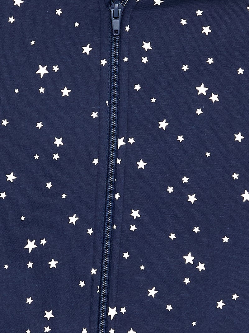 Sudadera con cremallera y capucha estampada Azul - Kiabi