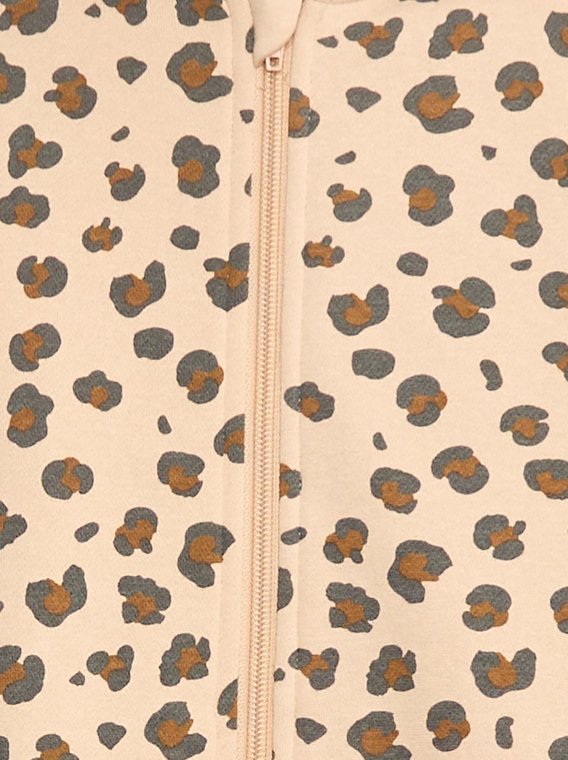 Sudadera con cremallera y capucha estampada Beige - Kiabi