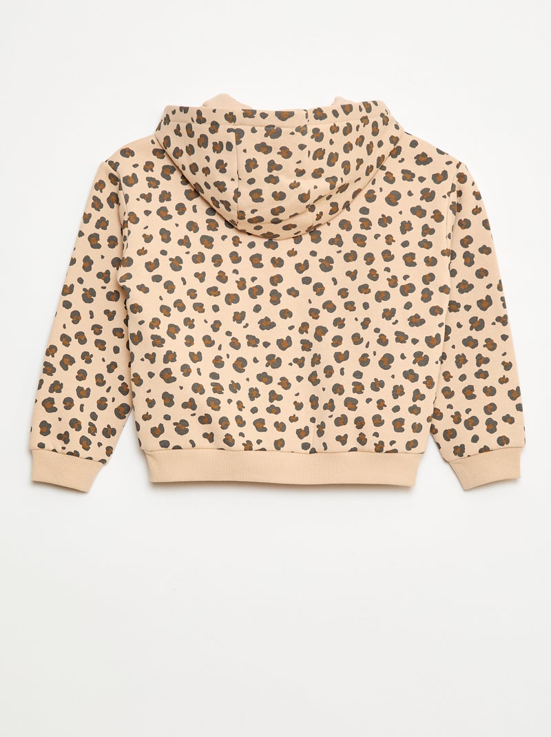 Sudadera con cremallera y capucha estampada Beige - Kiabi