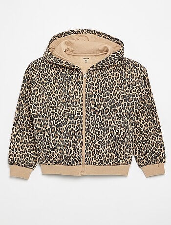 Sudadera con cremallera y capucha estampada