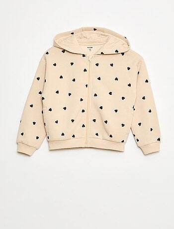 Sudadera con cremallera y capucha estampada
