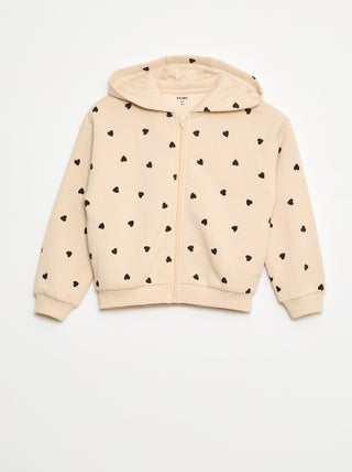 Sudadera con cremallera y capucha estampada
