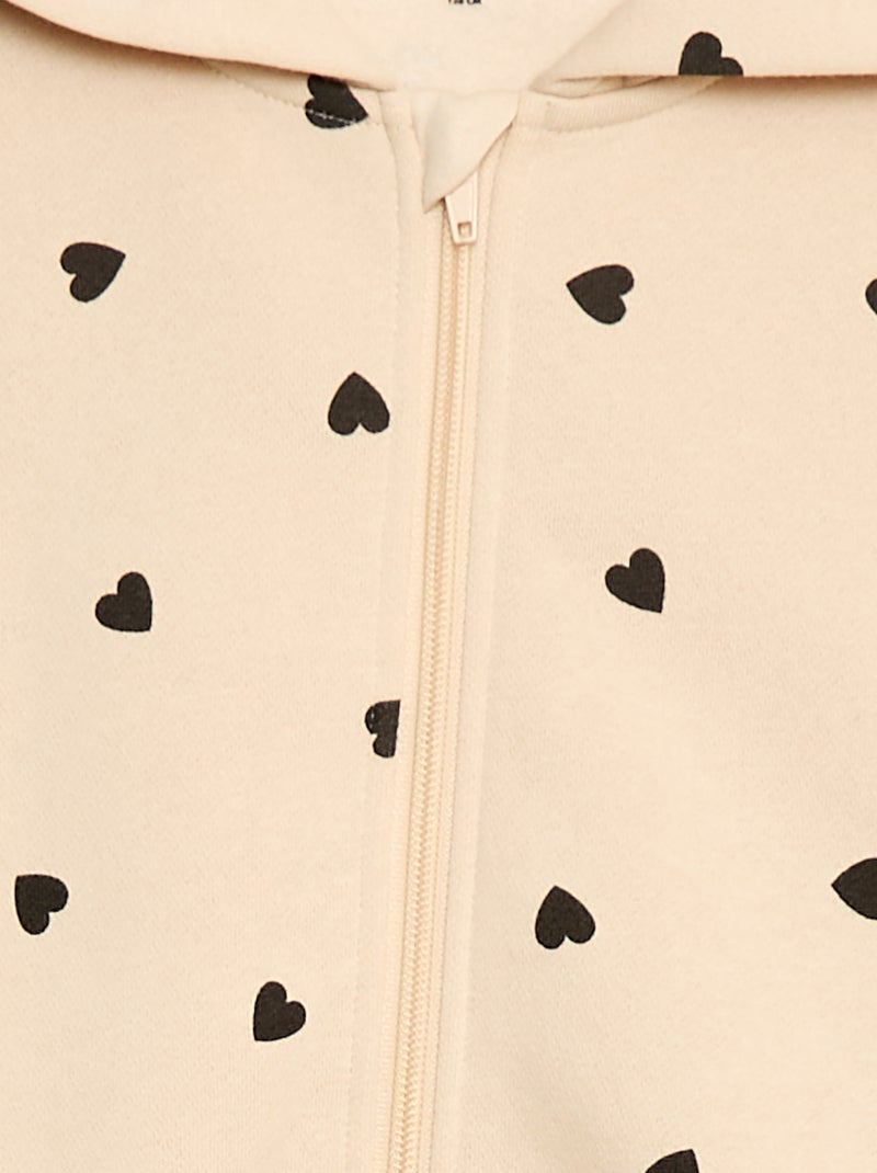 Sudadera con cremallera y capucha estampada Beige - Kiabi