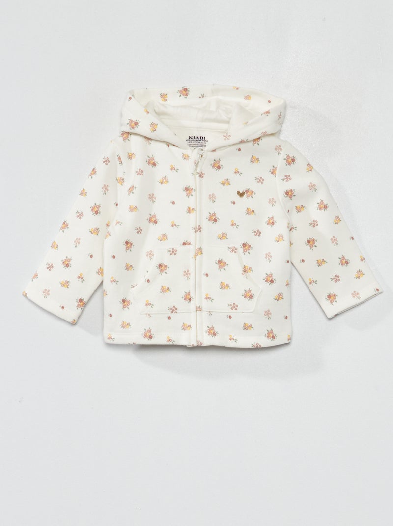 Sudadera con cremallera y capucha estampada BLANCO - Kiabi
