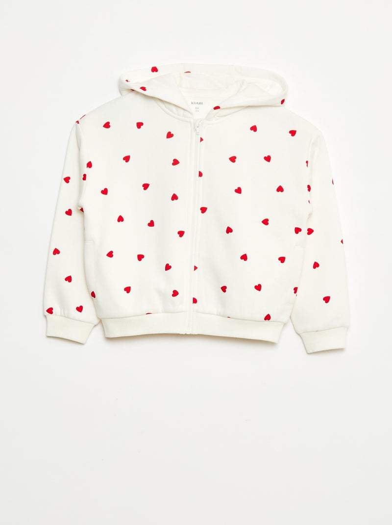 Sudadera con cremallera y capucha estampada Blanco - Kiabi