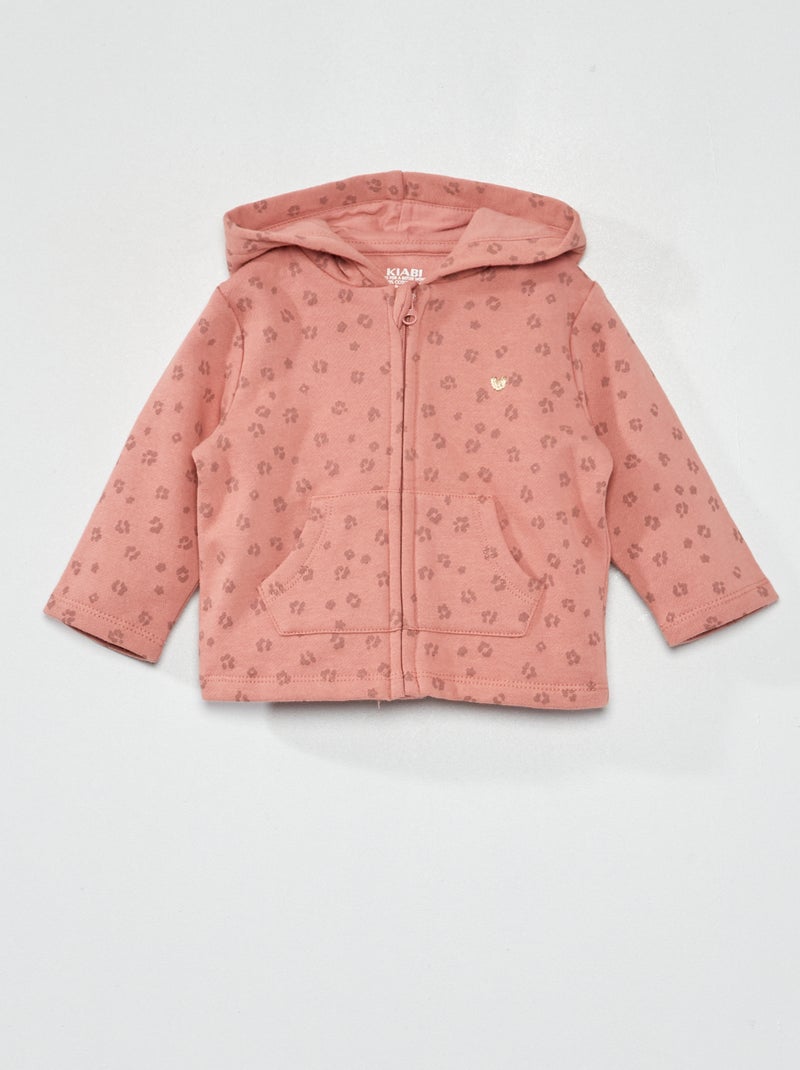 Sudadera con cremallera y capucha estampada ROSA - Kiabi