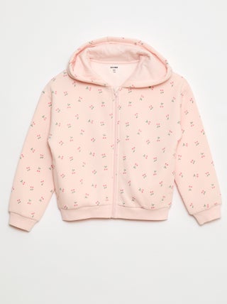 Sudadera con cremallera y capucha estampada