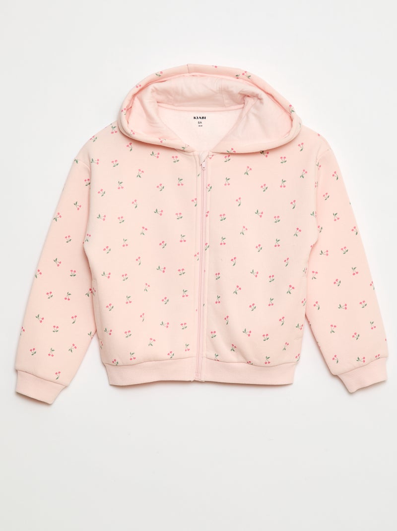 Sudadera con cremallera y capucha estampada Rosa - Kiabi