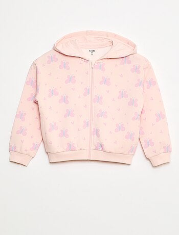 Sudadera con cremallera y capucha estampada