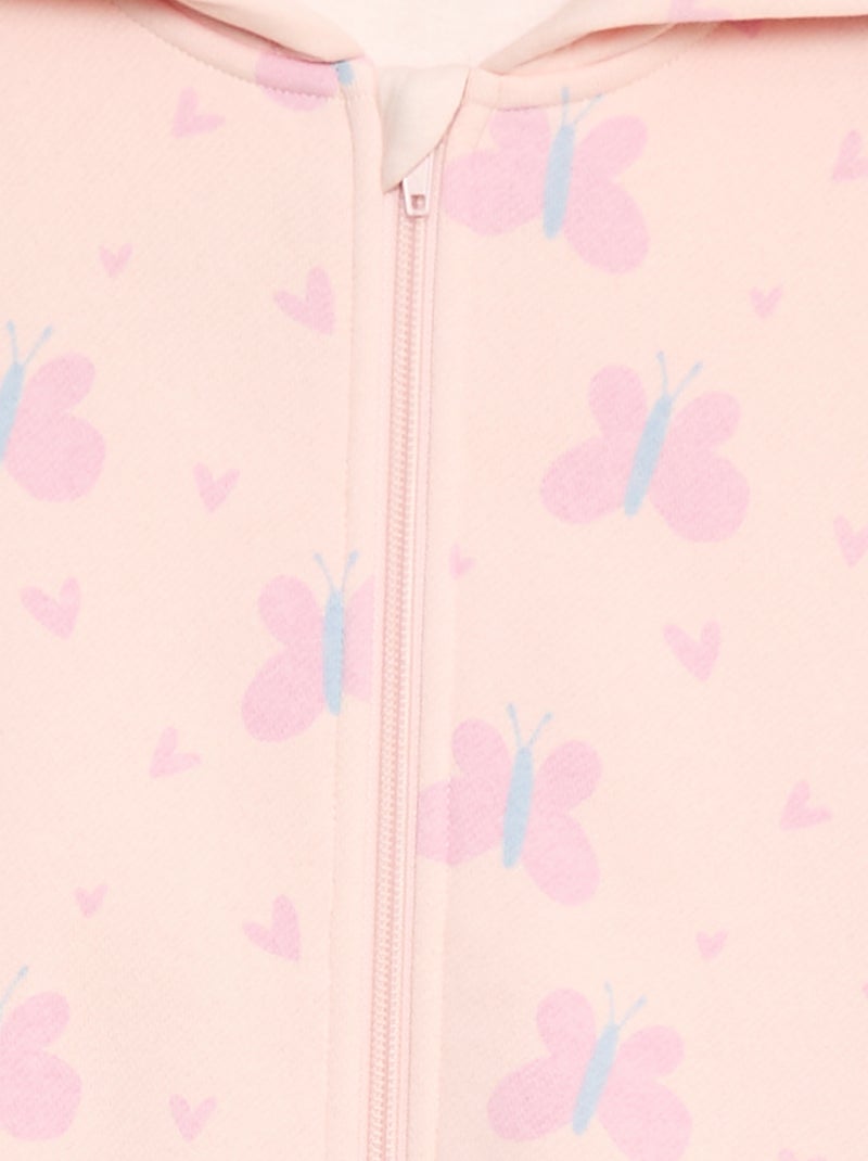 Sudadera con cremallera y capucha estampada Rosa - Kiabi