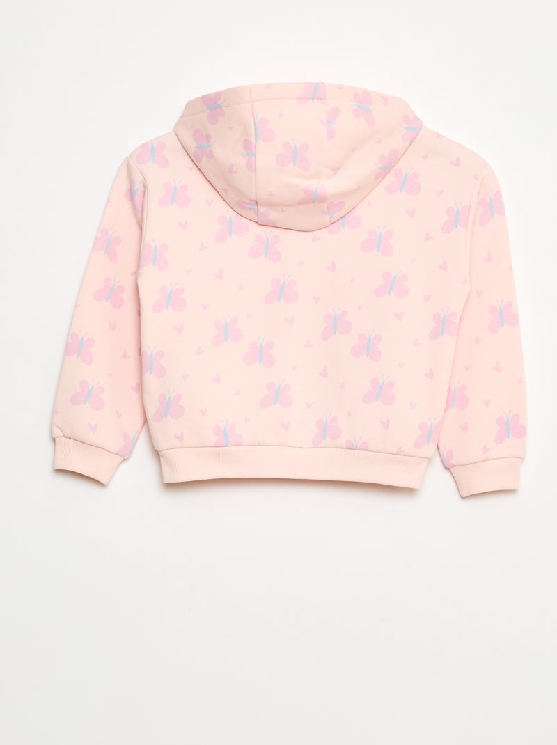 Sudadera con cremallera y capucha estampada Rosa - Kiabi