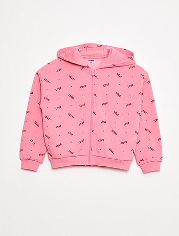 Sudadera con cremallera y capucha estampada