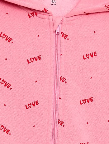 Sudadera con cremallera y capucha estampada