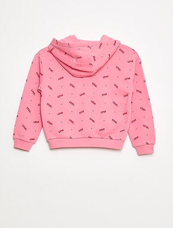 Sudadera con cremallera y capucha estampada