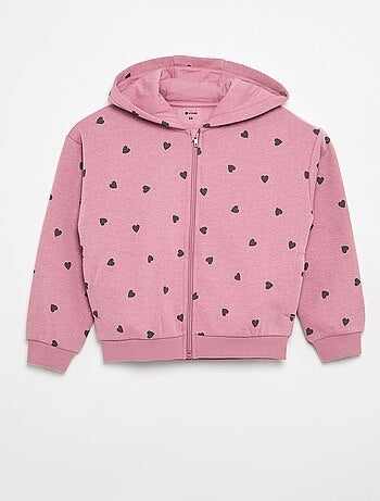 Sudadera con cremallera y capucha estampada