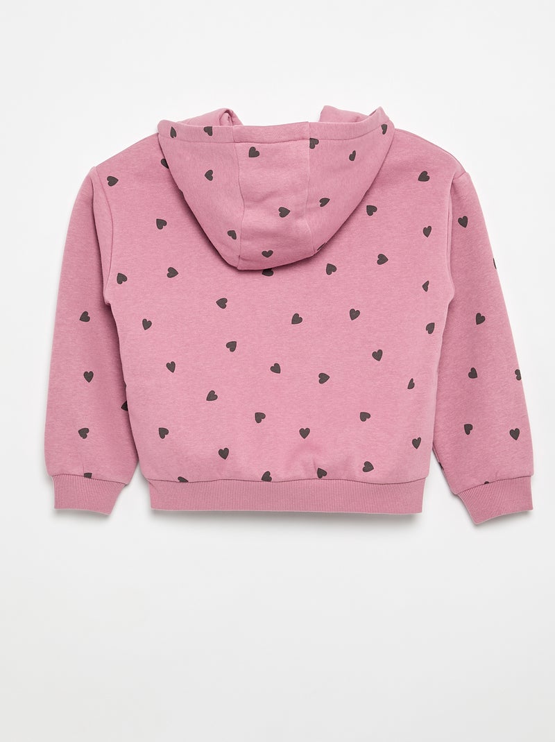 Sudadera con cremallera y capucha estampada Rosa - Kiabi