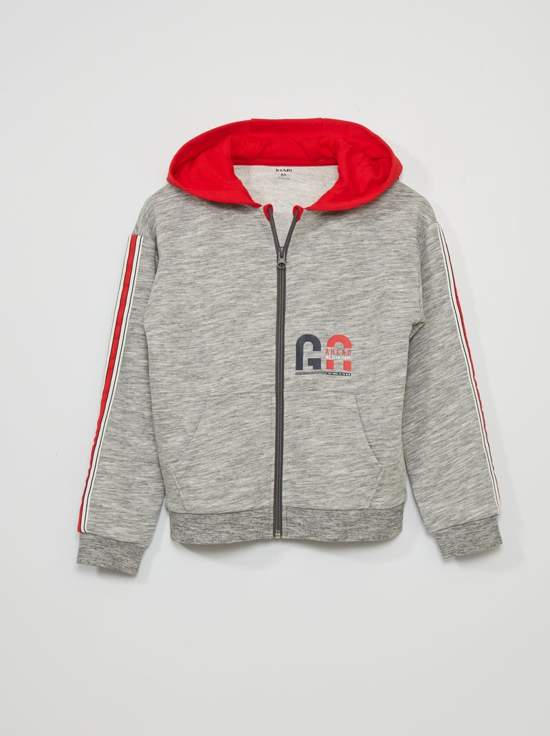Sudadera con cremallera y capucha GRIS - Kiabi