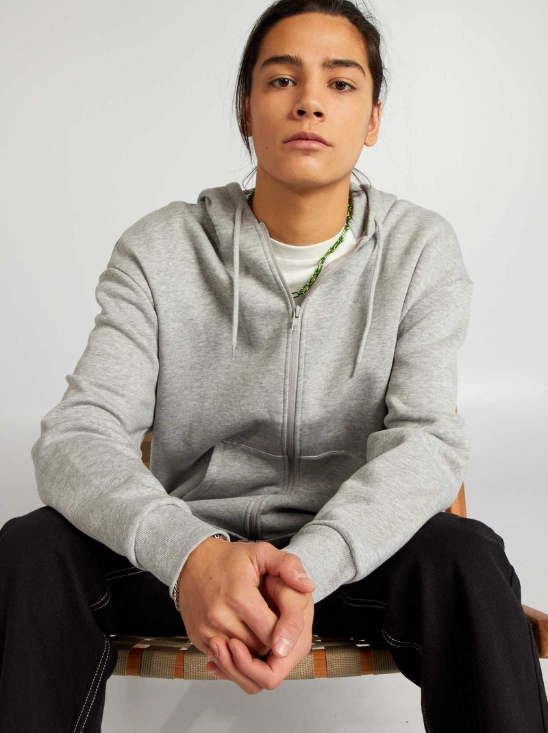 Sudadera con cremallera y capucha GRIS - Kiabi