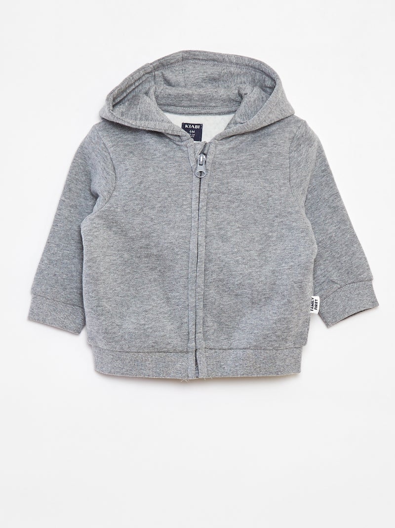 Sudadera con cremallera y capucha Gris - Kiabi