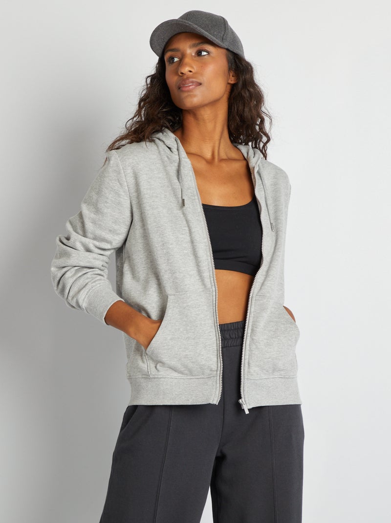 Sudadera con cremallera y capucha GRIS - Kiabi