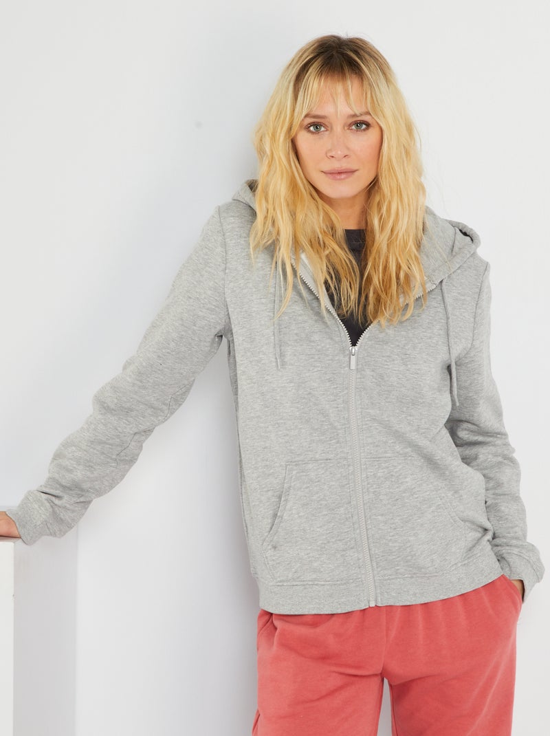 Sudadera con cremallera y capucha GRIS - Kiabi
