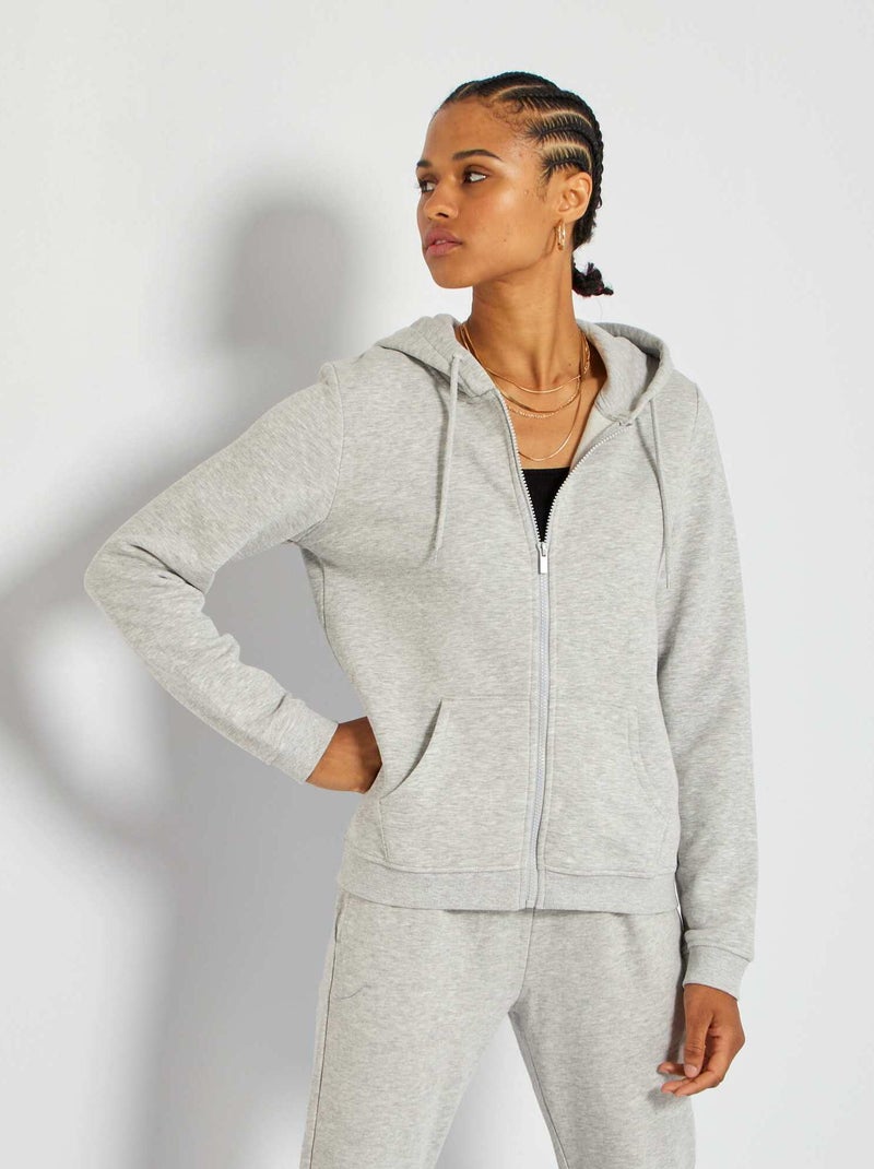 Sudadera con cremallera y capucha GRIS - Kiabi