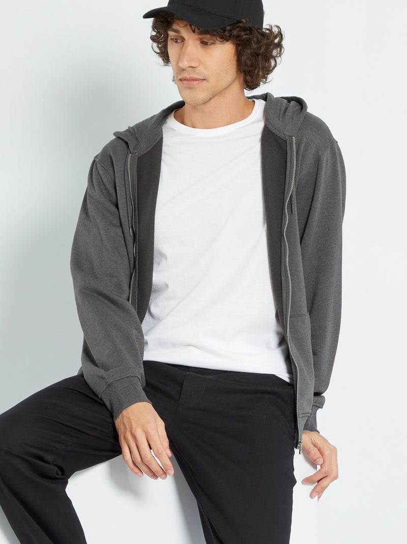 Sudadera con cremallera y capucha GRIS - Kiabi