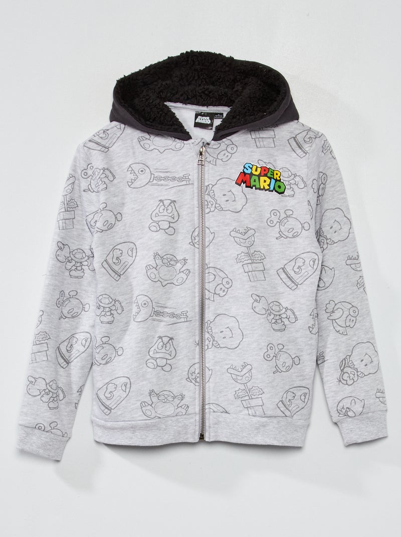 Sudadera con cremallera y capucha 'Mario' 'Nintendo' GRIS - Kiabi