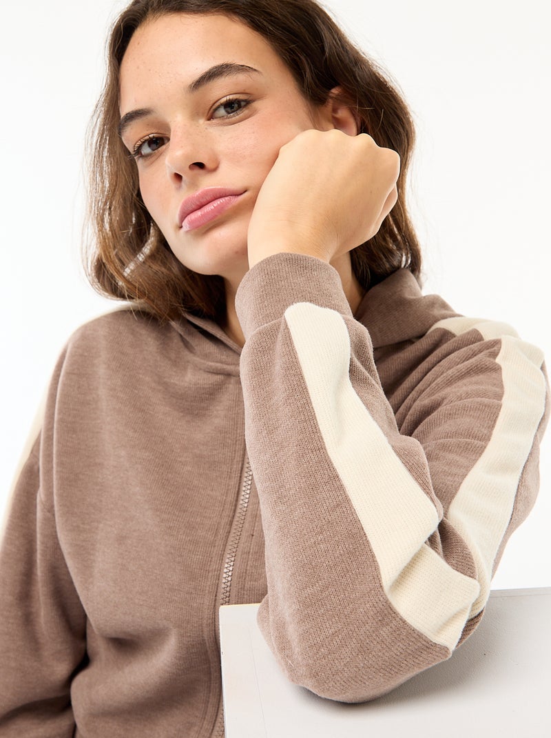 Sudadera con cremallera y capucha Marron - Kiabi