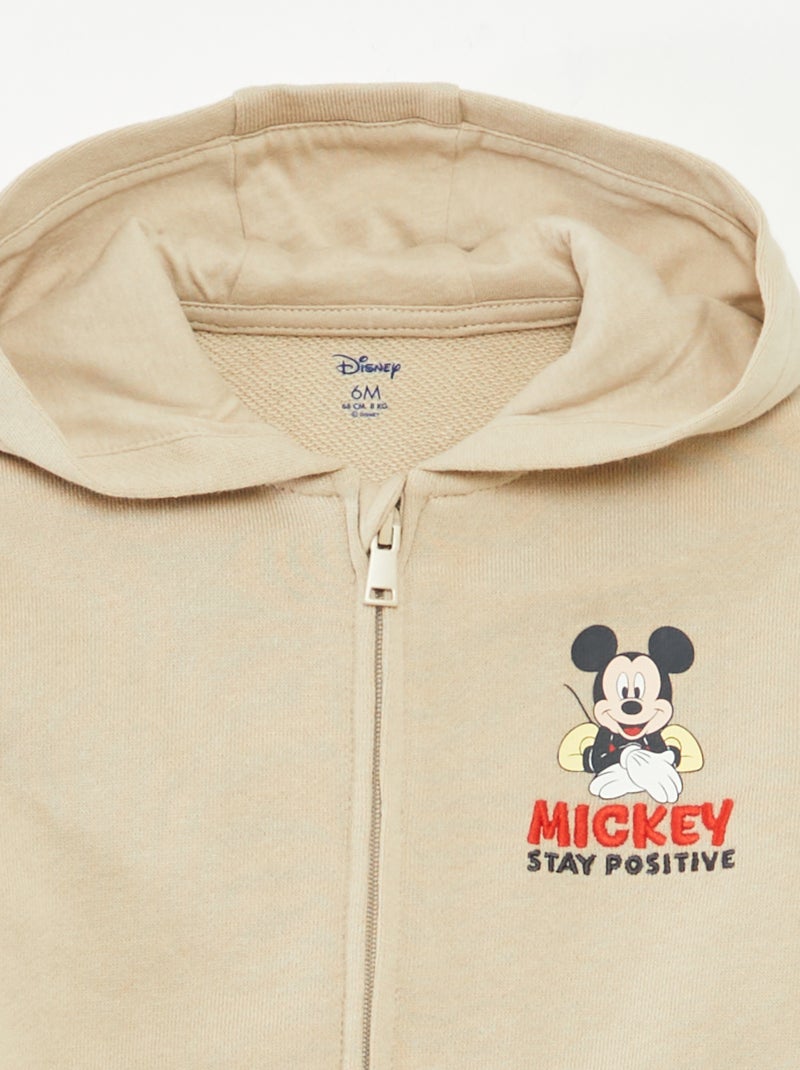 Sudadera con cremallera y capucha 'Mickey' Beige - Kiabi