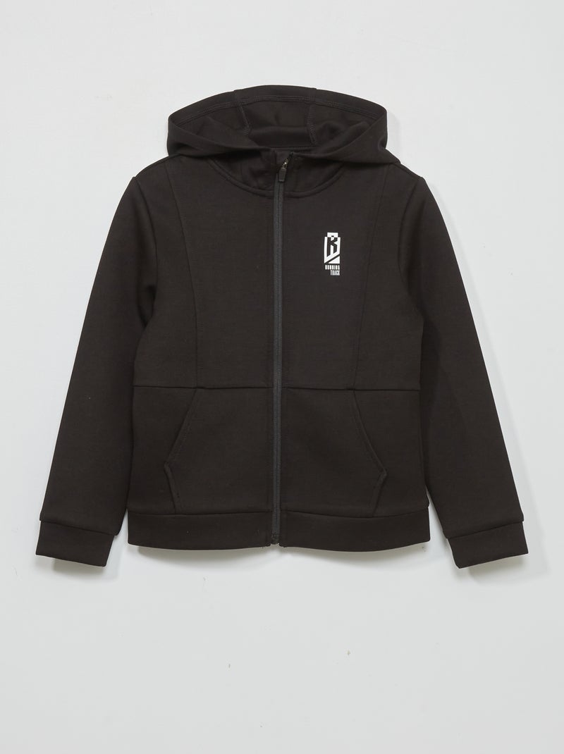 Sudadera con cremallera y capucha NEGRO - Kiabi