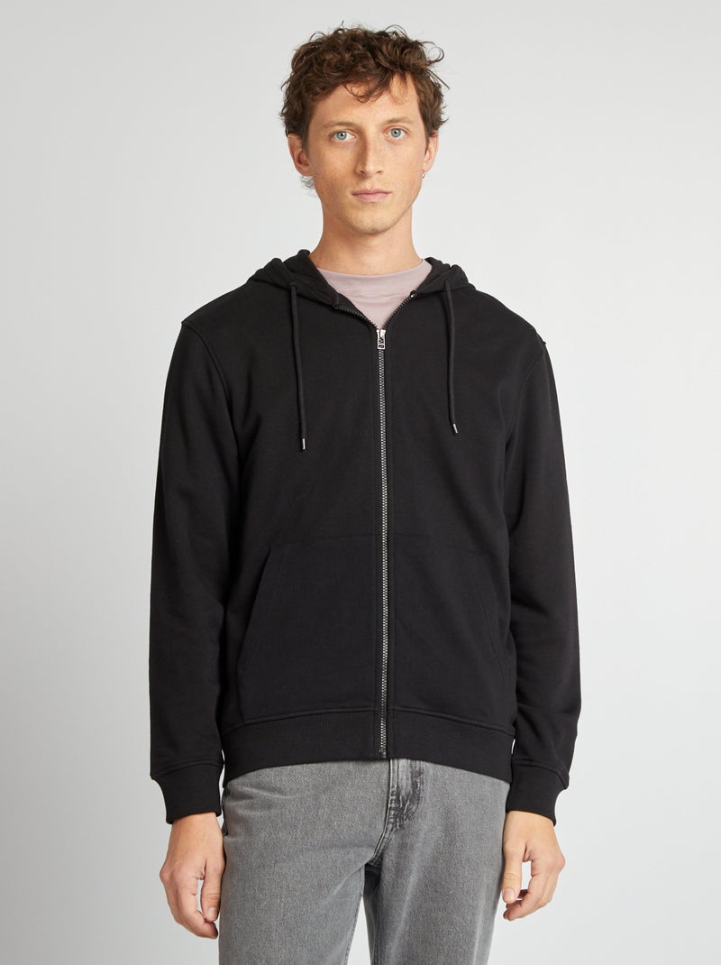 Sudadera con cremallera y capucha negro - Kiabi