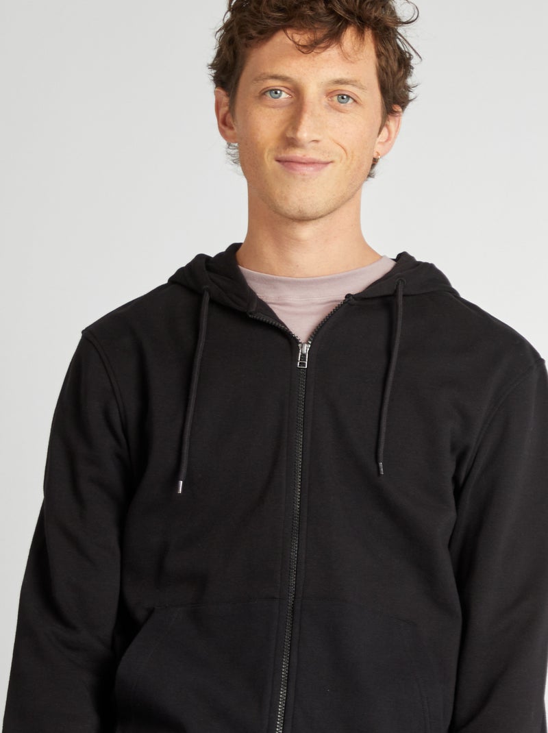 Sudadera con cremallera y capucha negro - Kiabi