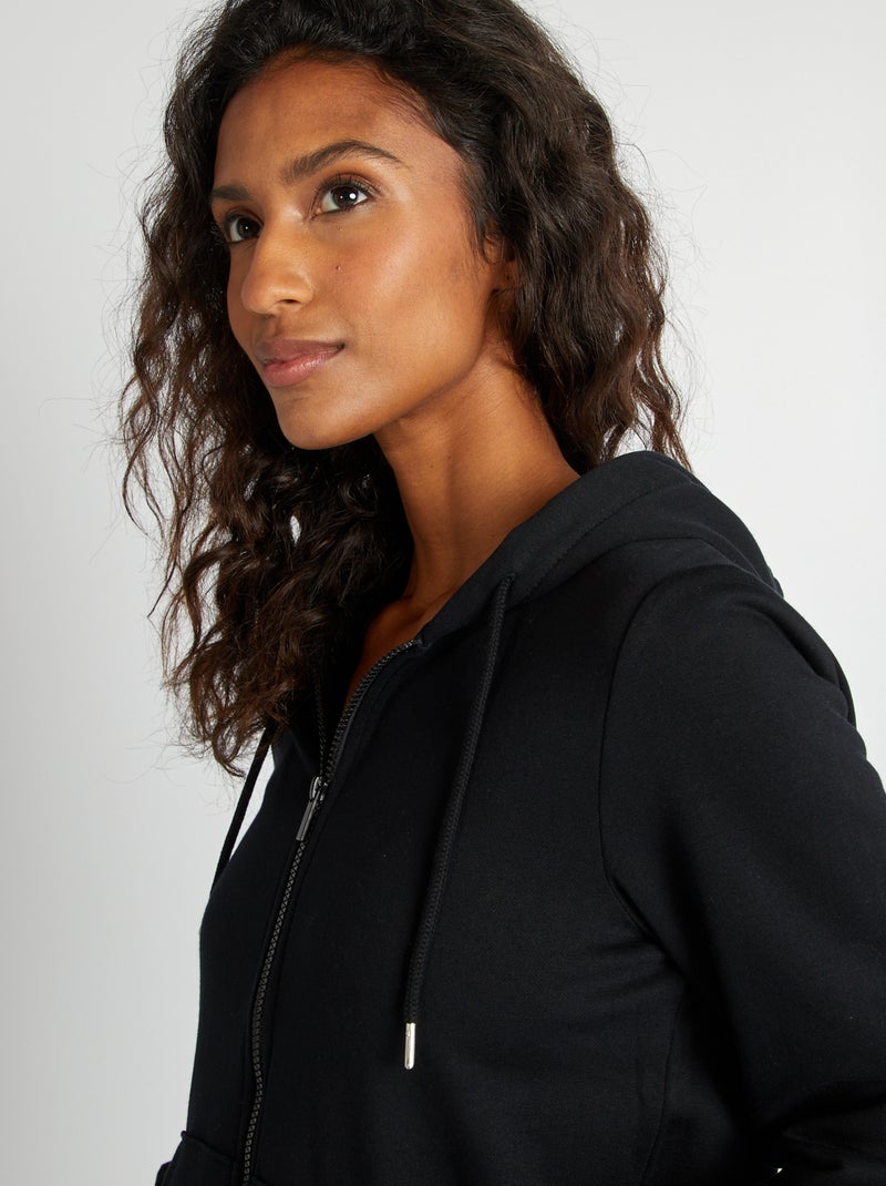 Sudadera con cremallera y capucha negro - Kiabi