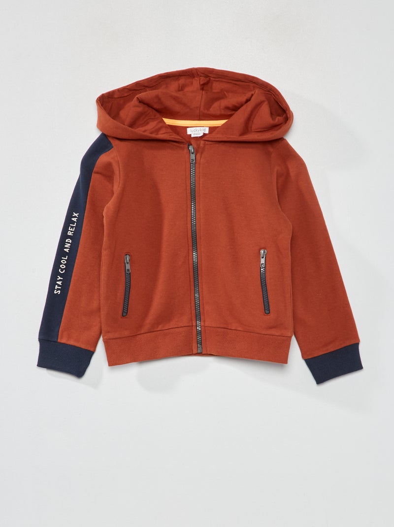 Sudadera con cremallera y capucha rojo teja - Kiabi