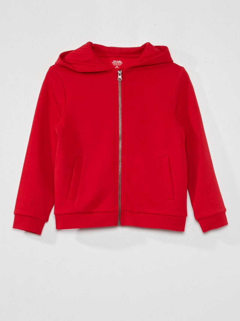 Sudadera con cremallera y capucha ROJO - Kiabi