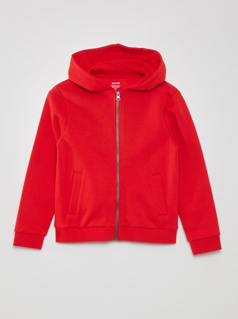 Sudadera con cremallera y capucha ROJO - Kiabi