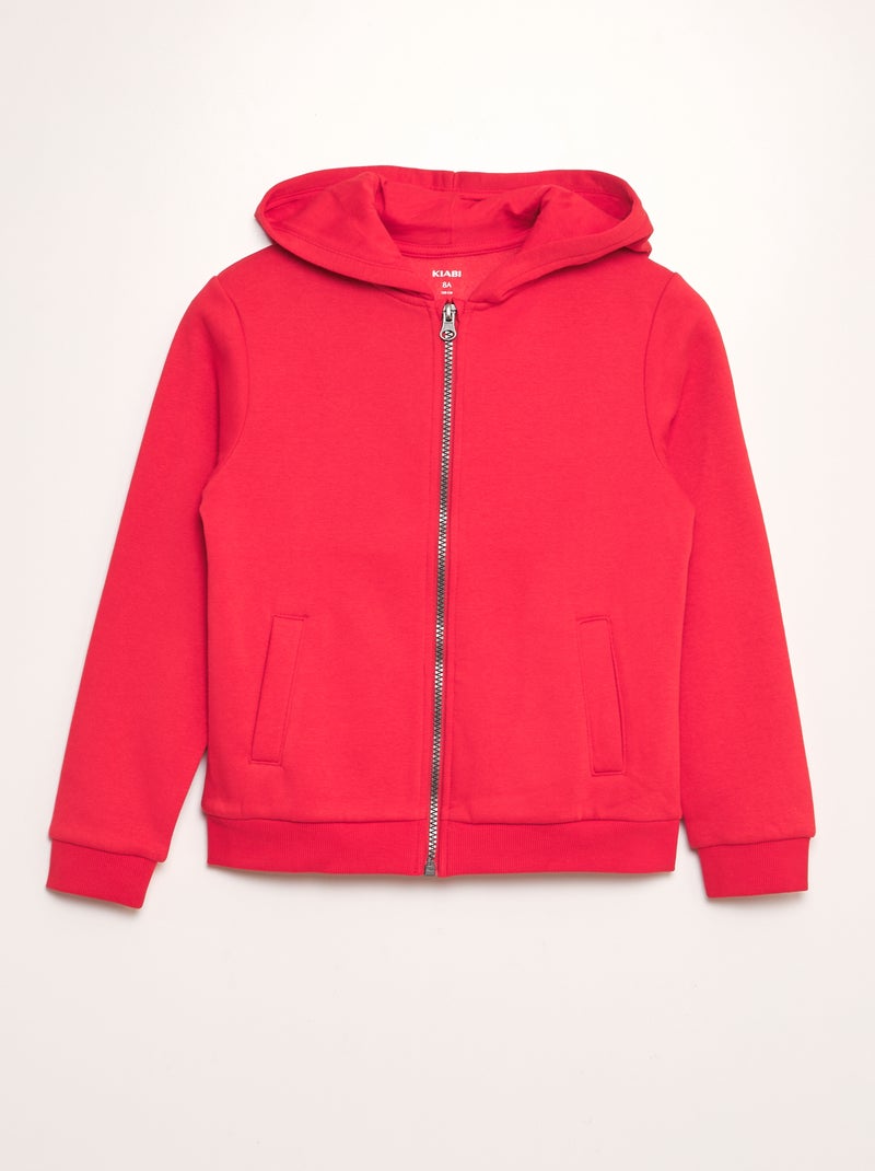 Sudadera con cremallera y capucha ROJO - Kiabi