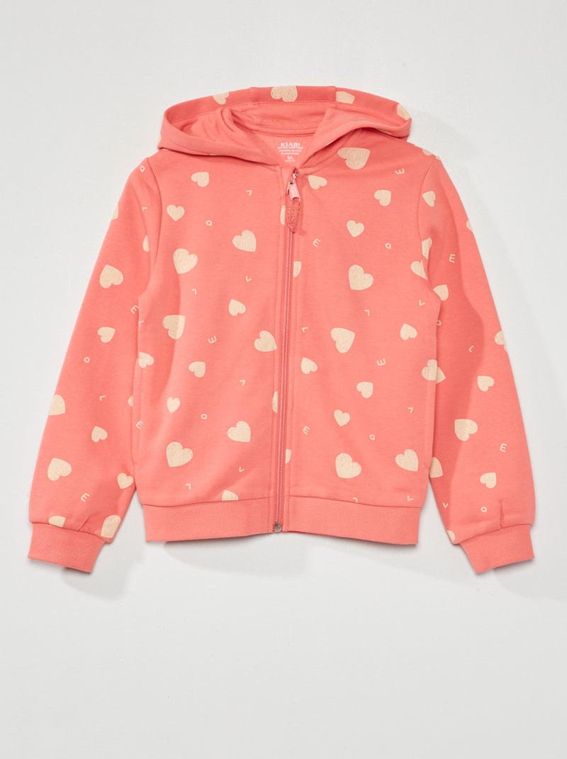 Sudadera con cremallera y capucha ROSA - Kiabi